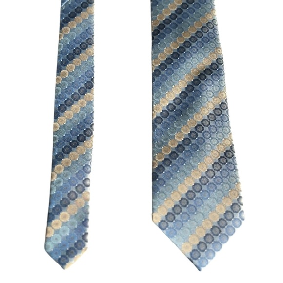 NEW Geoffrey Beene Blue and Beige Necktie Blue & Tan Diagonal Striped Tie - Picture 2 of 9